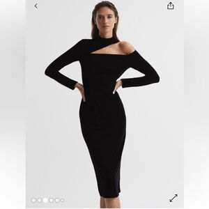 🆕 REISS Tatiana Velvet Cut-Out Shoulder Dress